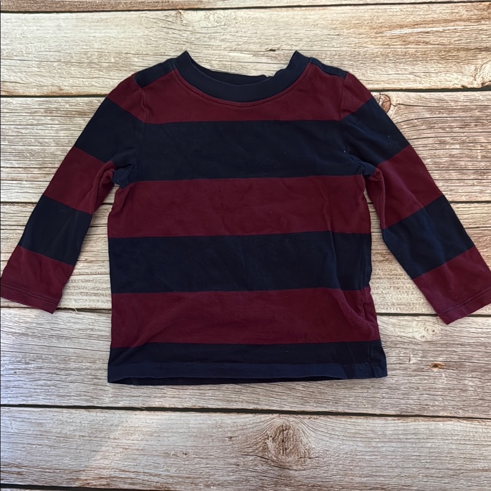 Old Navy Red and Navy Long Sleeve Tee with Bold Stripes